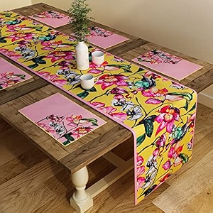 sej by nisha gupta dining table runner 4 seater  dining table runner with mats  table runner for diningcenter table suitable 4 seater  table runner for dining table with 4 placemat 12x78 inches