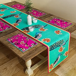 sej by nisha gupta dining table runner - 4 seater with mats amp placemats 12x78 inches