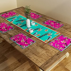 sej by nisha gupta dining table runner with mats for 4 seater  center table runner with placemat 12x48 inches