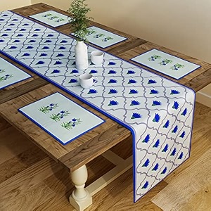 sej by nisha gupta dining table runner with mats for 6 seater  center table runner with placemat 12x78 inches
