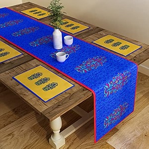 sej by nisha gupta dining table runner with mats for 4 seater  center table runner with placemat 12x78 inches