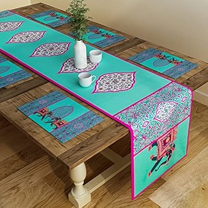 sej by nisha gupta dining table runner 6 seater  dining table runner with mats  table runner for diningcenter table suitable 6 seater  table runner for dining table with placemat 12x78 inches