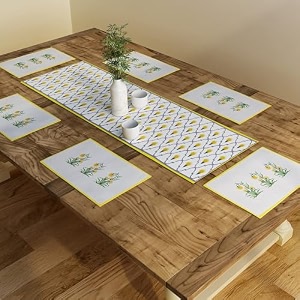 sej by nisha gupta dining table runner - 4 seater with mats amp placemats 12x48 inches