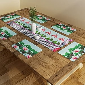 sej by nisha gupta dining table runner with mats for 6 seater  center table suitable 12x48 inches with placemat