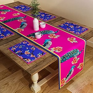sej by nisha gupta dining table runner - 4 seater with mats amp placemats 12x78 inches