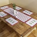 SEJ by Nisha Gupta Dining Table Runner 4 Seater | Dining Table Runner with Mats | Table Runner for Dining/Center Table Suitable 4 Seater | Table Runner for Dining Table with Placemat (12x78 Inches)