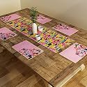 SEJ by Nisha Gupta Dining Table Runner - 4 Seater with Mats and Placemats (12x48 Inches)