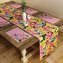 SEJ by Nisha Gupta Dining Table Runner 4 Seater | Dining Table Runner with Mats | Table Runner for Dining/Center Table Suitable 4 Seater | Table Runner for Dining Table with 4 Placemat (12x78 Inches)
