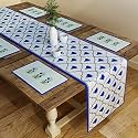 SEJ by Nisha Gupta Dining Table Runner With Mats for 6 Seater | Center Table Runner With Placemat (12x78 Inches)
