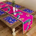 SEJ by Nisha Gupta Dining Table Runner - 6 Seater with Mats &amp; Placemats (12x78 Inches)