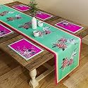 SEJ by Nisha Gupta Dining Table Runner 4 Seater | Dining Table Runner with Mats | Table Runner for Dining/Center Table Suitable 4 Seater | Table Runner for Dining Table with 4 Placemat (12x78 Inches)