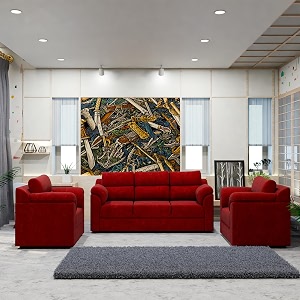 sekar lifestyle comfort fabric series sofa set for living room red 311 seater