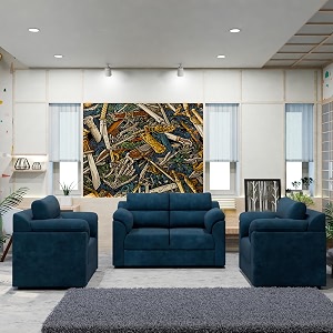 sekar lifestyle comfort fabric series sofa set for living room blue 211 seater