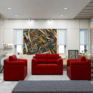 sekar lifestyle comfort fabric series sofa set for living room red 211 seater