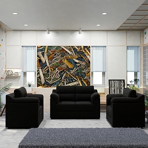 sekar lifestyle comfort fabric series sofa set for living room black 211 seater