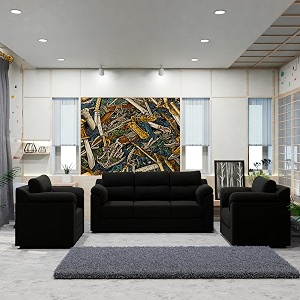 sekar lifestyle comfort fabric series sofa set for living room black 311 seater