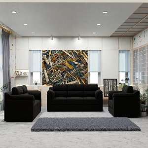 sekar lifestyle comfort fabric series sofa set for living room black 321 seater