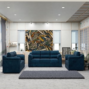 sekar lifestyle comfort fabric series sofa set for living room blue 321 seater