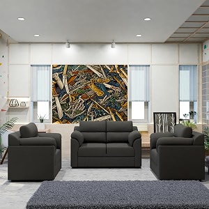 sekar lifestyle comfort fabric series sofa set for living room grey 211 seater