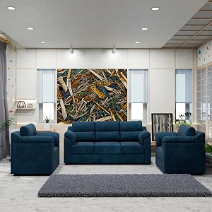 sekar lifestyle comfort fabric series sofa set for living room blue 311 seater