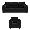 Sekar Lifestyle Comfort Fabric Series Sofa Set for Living Room (Black, 3+1 Seater)
