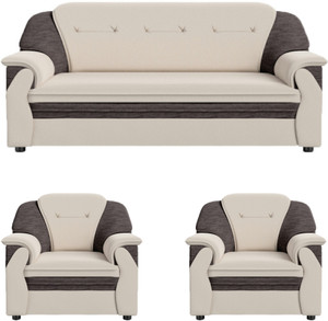 sekar lifestyle polyurethane fabric large series fabric 3  1  1 sofa set cream  brown pre-assembled
