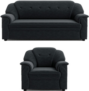 sekar lifestyle polyurethane fabric large series fabric 3  1 sofa set black pre-assembled