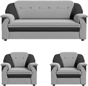 sekar lifestyle polyurethane fabric large series fabric 3  1  1 sofa set grey  black pre-assembled