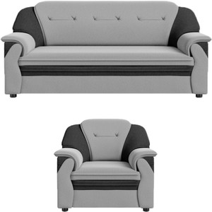 sekar lifestyle polyurethane fabric large series fabric 3  1 sofa set grey  black pre-assembled