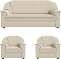 Sekar Lifestyle Polyurethane FABRIC Large Series Fabric 3 + 1 + 1 Sofa Set (CREAM, Pre-assembled)