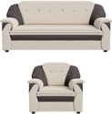 Sekar Lifestyle Polyurethane Fabric Large Series Fabric 3 + 1 Sofa Set (CREAM & BROWN, Pre-assembled)
