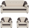 Sekar Lifestyle Polyurethane FABRIC Large Series Fabric 3 + 1 + 1 Sofa Set (CREAM & BROWN, Pre-assembled)