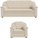 Sekar Lifestyle Polyurethane Fabric Large Series Fabric 3 + 1 Sofa Set (CREAM, Pre-assembled)