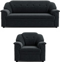 Sekar Lifestyle Polyurethane Fabric Large Series Fabric 3 + 1 Sofa Set (Black, Pre-assembled)