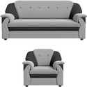 Sekar Lifestyle Polyurethane Fabric Large Series Fabric 3 + 1 Sofa Set (GREY & BLACK, Pre-assembled)