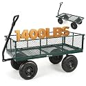 Sekey 7.7 Cu Ft Steel Garden Cart, 1400 lb Capacity, Towable Handle