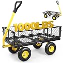 Sekey Steel Garden Cart, 1000 lb Capacity, Removable Sides, 10 in Tires