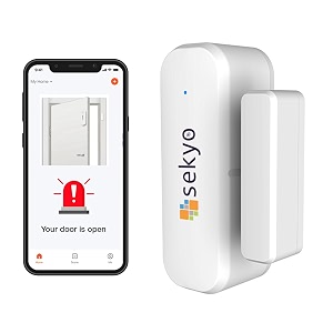sekyo wifi smart door alarm sensor  wireless magnetic home security system with real-time app notifications  easy installation  smart wifi connectivity for door amp window 1