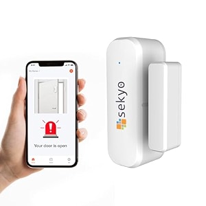 sekyo wifi smart door sensor alarm for home  magnetic wireless door open alarm security system  real-time notification on smartphone  wifi required  app control  easy installation pack of 3