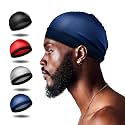 Selalu 4Pcs Wave Cap, Silk Stocking Wave Caps for 360 Waves, Silky Durag for Men, Stain Caps (2*Blue 2*Black)