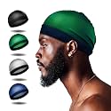 Selalu 4Pcs Wave Cap, Silk Stocking Wave Caps for 360 Waves, Silky Durag for Men, Stain Caps (2*Blue 2*Black)