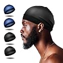 Selalu 4Pcs Wave Cap, Silk Stocking Wave Caps for 360 Waves, Silky Durag for Men, Stain Caps (2*Blue 2*Black)