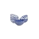 Selamica Ceramic 12 OZ Dessert Bowls Set, Ice Cream Bowls, 4.7 Inch Small Bowls for Snack, Side Dishes, Rice, Microwave Dishwasher Safe, Set of 6, Vintage Blue