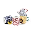 Selamica Ceramic 3.5 Oz Espresso Cups, Set of 4, Assorted Colors