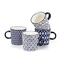 Selamica Ceramic 5 Oz Espresso Cups Set of 4, Vintage Blue