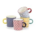 Selamica Ceramic 5 Oz Espresso Cups Set of 4, Assorted Colors