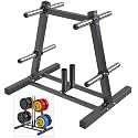 SELEWARE 2" Olympic Weight Plate Tree Rack and Barbell Holders for Home Gym