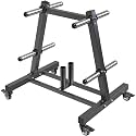 SELEWARE 2" Olympic Weight Plate Tree Rack and Barbell Holders for Home Gym