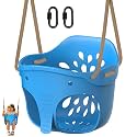 SELEWARE Blue High Back Full Bucket Toddler Swing Seat w/Adjustable Ropes
