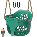 SELEWARE Green High Back Full Bucket Toddler Swing Seat w/Adjustable Rope
